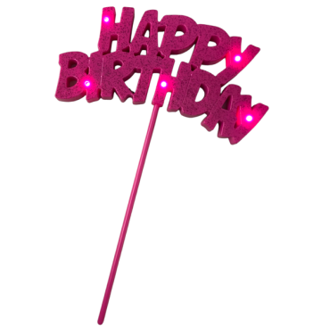 Blinkender Tortentopper Rosa - Pink Kuchenaufsatz Happy Birthday