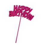 Unique Party Flasing Pink Happy Birthday Glitter Cake Topper