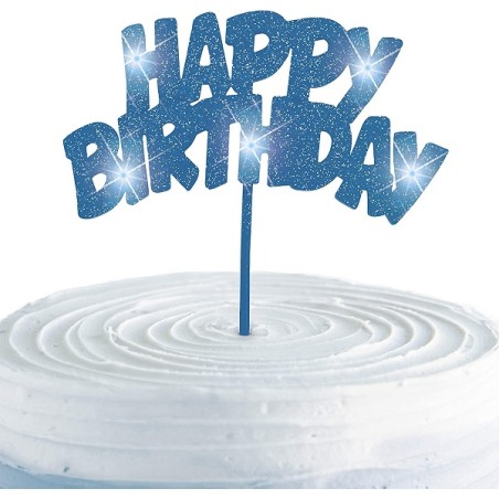 Blauer Kuchentopper mit LED Lichter - Flashing Birthday Cake Topper