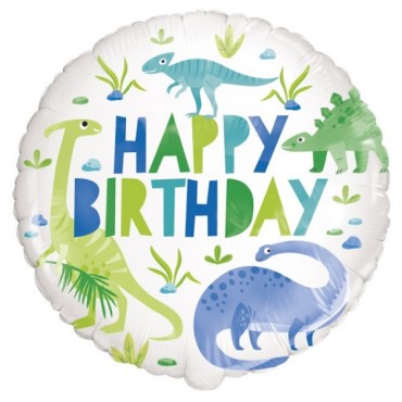 Dino Party Supplies - Happy Birthday Dinosaur 18inch Foil Balloon 78317