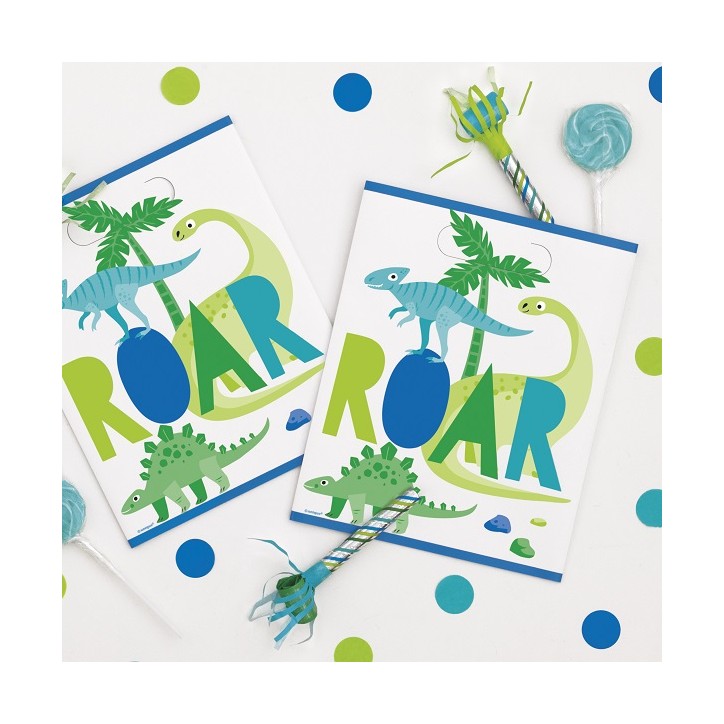 Dino Geschenktüten ROAR Blau Grün 8 Stück – Dino Party Mitgebsel Dino Geschenktüten ROAR Blau Grün 8 Stück – Dino Party Mitgebsel