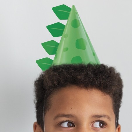 Dino Partyhat with Spikes - stegosaurus party hat - Dinosaur Party Hats 8 pcs