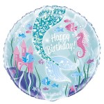 Unique Party Foil Balloon Happy Birthday Mermaid, 45cm