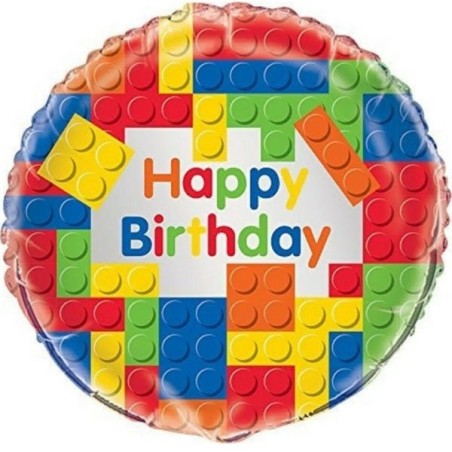 Building Block Party Balloon - Lego Foil Balloon - Happy Birthday Block Party Balloon - 011179582471