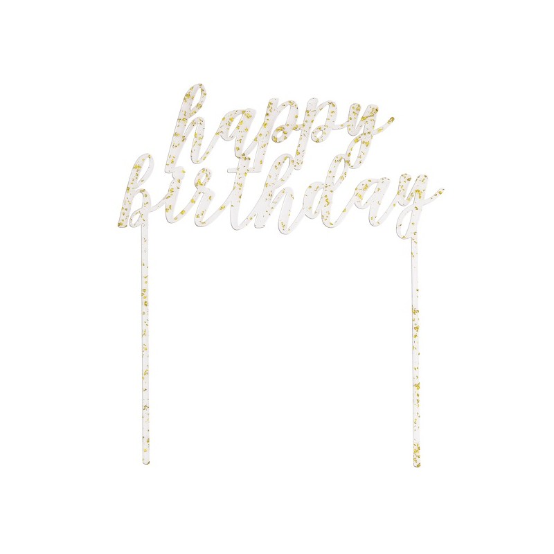 Unique Party Gold Glitter Happy Birthday Cake Topper