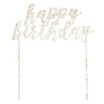 Unique Party Gold Glitter Happy Birthday Kuchentopper