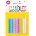 Unique Party Birthday Candles Pastel Mix, 24 pcs