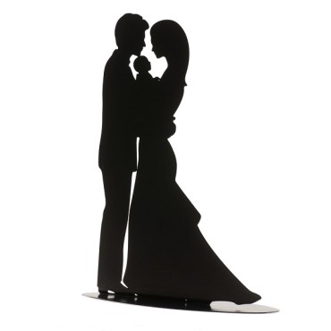 Black Silhouette Bridal Couple Topper with Baby 305102