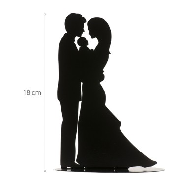 Black Silhouette Bridal Couple Topper with Baby 305102