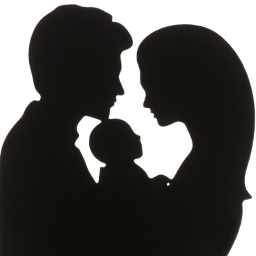 Black Silhouette Bridal Couple Topper with Baby 305102