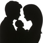 DeKora Brautpaar Tortenfigur Silhouette mit Baby, 18cm