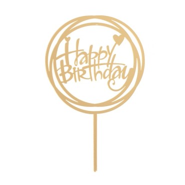 Goldener Kuchenaufsatz Happy Birthday - Tortentopper Geburtstag GOLD 354112