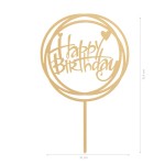 DeKora Runder Happy Birthday Torten Topper Gold 15.4x10cm