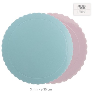 Einweg Tortenplatte für Kuchen Rosa/Blau - Doppelseitig verwendbarer Tortenkarton Babyrosa/Babyblau