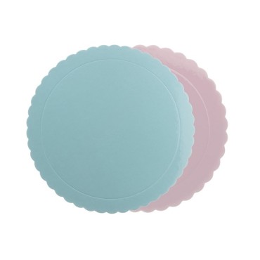 Reversable Cake Card blue/pink with wavy edge 35cm - reversible cake board round 35cm - Babypink/babyblue Cake Board 3mm