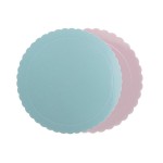 DeKora 35cm Round Scalopped Cake Board Blue/Pink, 1 pcs