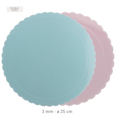 25cm Tortenplatte Babyrosa / Hellblau - 540296 Dekora Tortenplatte doppelseitig verwendbar blau/rosa