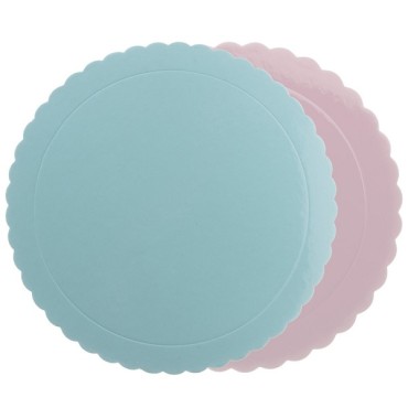 25cm reversible blue/pink cake card / 540296 scalopped cake board 25cm