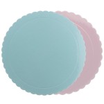 DeKora 25cm Round Scalopped Cake Board Blue/Pink, 1 pcs