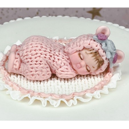 Schlafende Baby Silikonform - Silikonprägeform Baby 3D - Baby mit Strampler Sugarcraft Mould