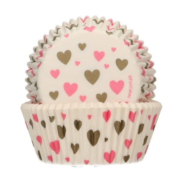 Hearts Cupcake Liners - Muffin Cups Hearts Design - FunCakes Baking Cups Hearts pk/48