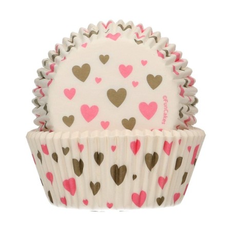 Hearts Cupcake Liners - Muffin Cups Hearts Design - FunCakes Baking Cups Hearts pk/48