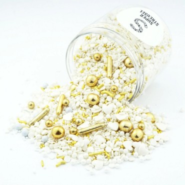 Gold/White Cake Decoration - Elegant Sugar Sprinkles Glitz&Glam