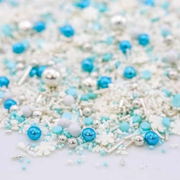 Snowflake Sugar Sprinkles - Blue/White Cake decor Medley - Frozen Snowflake Sprinkles