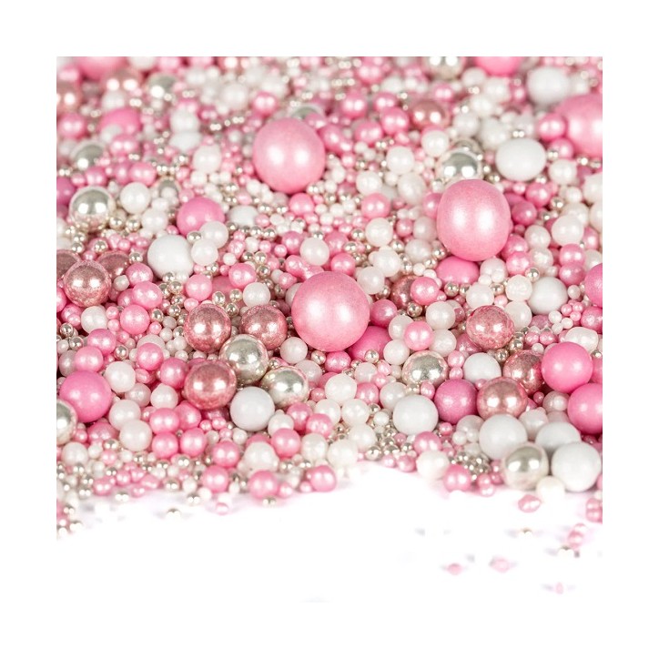 Super Streusel KuschelMuschel – Pink & Silver Sprinkle Mix with Choco Pearls, 90g
