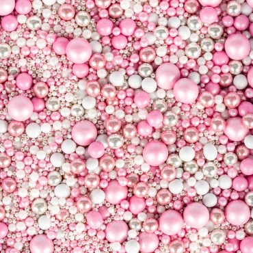 Pink & White Pearls Cake Decoration - ShinyShimmer Pearls SuperStreusel Sprinkles