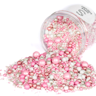 Pink-Weisse Perlen Kuchendekor - KuschelMuschel Superstreusel - essbare Perlen Rosa-Weiss