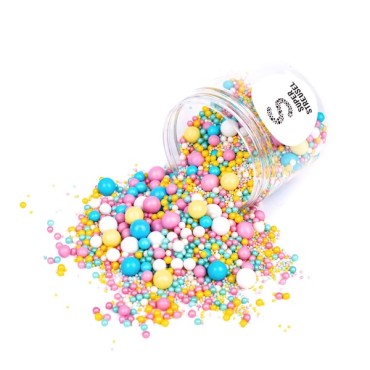 Sugar Sprinkle Bubbles FluffiPuffi 90g - Pastel-colored sugar pearls - CottonCandy Balls Sprinkles