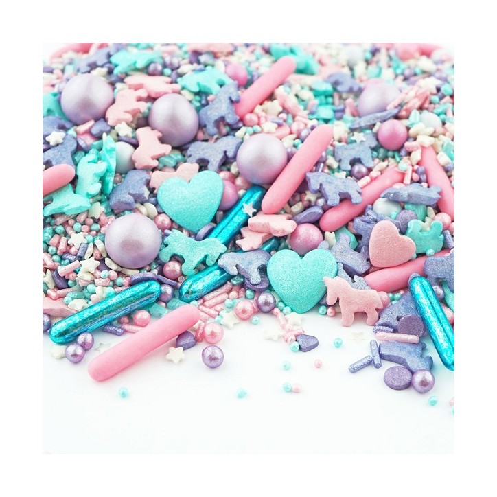 Super Streusel EinhornParty – Pastell Streuselmix mit Schokokugeln & Glitzer, 90g Super Streusel EinhornParty – Pastell Streuselmix mit Schokokugeln & Glitzer, 90g