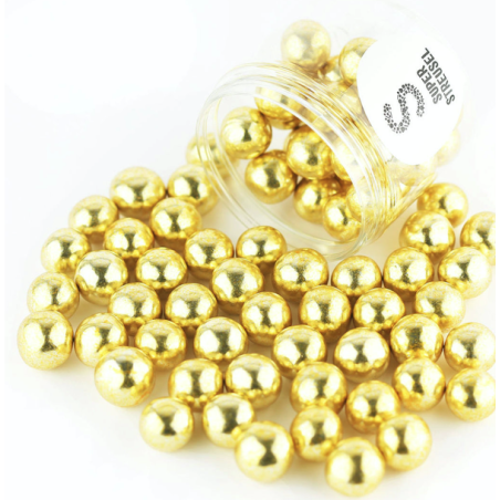 XL Knusperkugeln Gold Kuchendekor - 15mm Schokoperlen Gold - Goldene Choco Perlen Kuchendekor