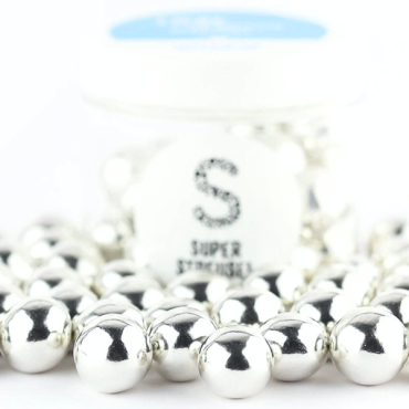 Silberne Schokoladenperlen - Knusperkugeln Silber Kuchendekor - 15mm Perlen Silber