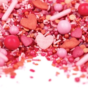 Pink/Rosa Tortendekor - KussiBussi Streusel - Kuchenperlen Valentinstag 122301