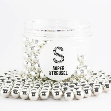 Silber Schokokugeln - Metallic Perlen Silber - Chocoperlen 1cm - 10mm Schokoladenperlen Silber Metallic