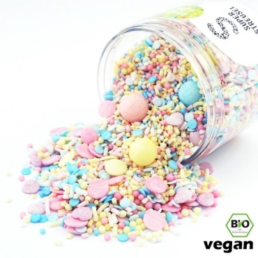 Veganer Kuchendekor Hey Kleines von Super Streusel - Bio / Vegan / Laktosefrei / Vegetarisch, Bio & vegan Zuckerdekor Sprinkles 