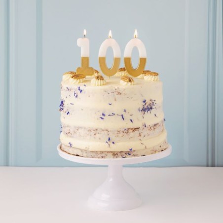 White & Gold Number Candle 0 - Zero Number Candles Gold/White BDAY-CANDLE-GLDV2-0