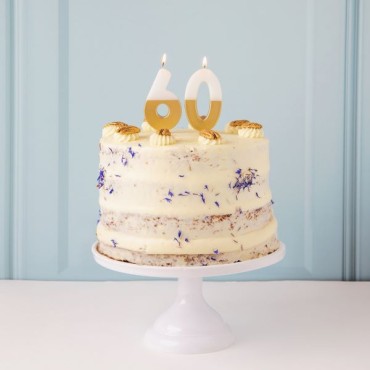 White & Gold Number Candle 0 - Zero Number Candles Gold/White BDAY-CANDLE-GLDV2-0