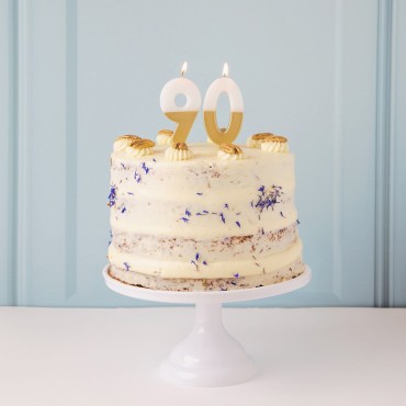 NINE Number Candle Gold/White - 9 Numbercandle - Birthday Candle NINE