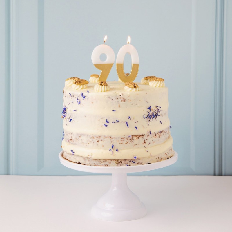 Talking Tables Number 9 Birthday Candle White & Gold, 7.5cm
