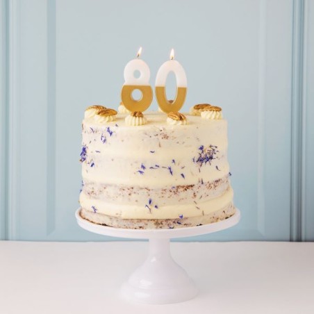 EIGHT Number Candle Gold/White - 8 Numbercandle - Birthday Candle 8,