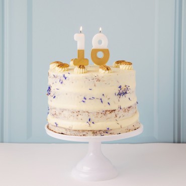EIGHT Number Candle Gold/White - 8 Numbercandle - Birthday Candle 8,