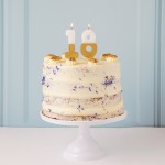 Talking Tables Number 8 Birthday Candle White & Gold, 7.5cm