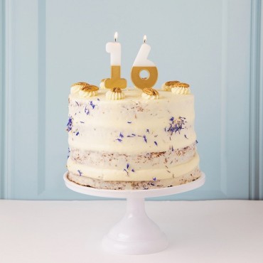 SIX Number Candle Gold/White - 6 Numbercandle - Birthday Candle 6