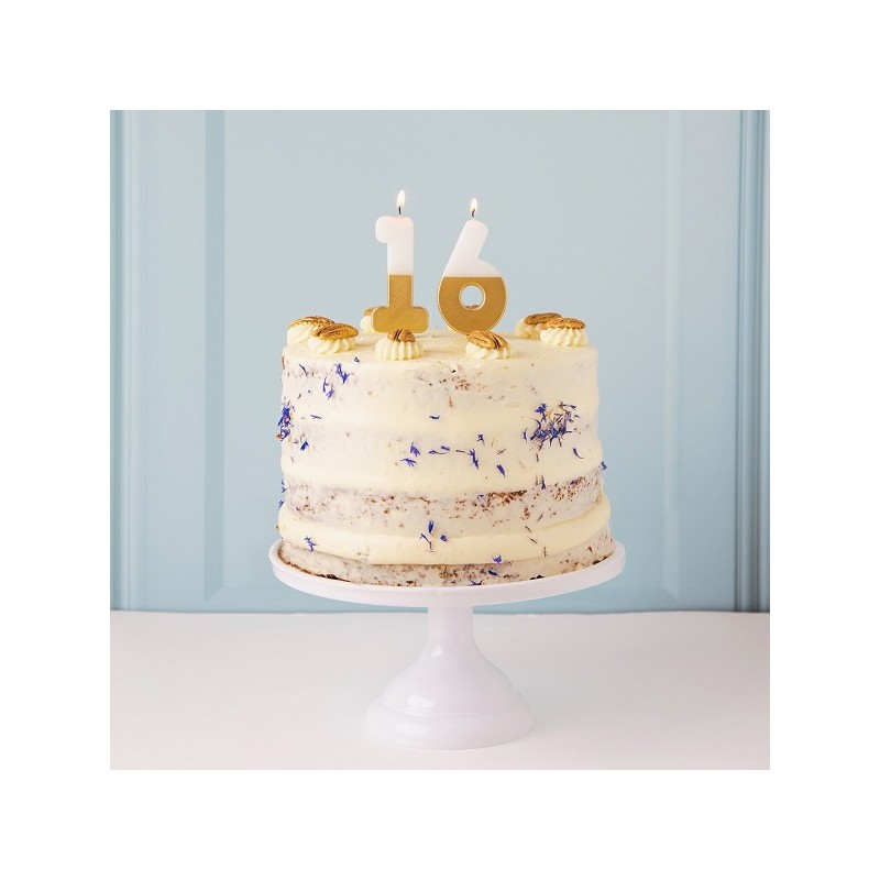Talking Tables Number 6 Birthday Candle White & Gold, 7.5cm