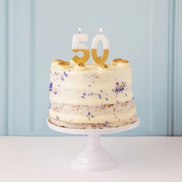 5 Number Candle Gold/White - Elegant Number Candles - Gold/White Cake Candle No.5