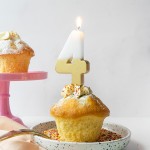Talking Tables Number 4 Birthday Candle White & Gold, 7.5cm