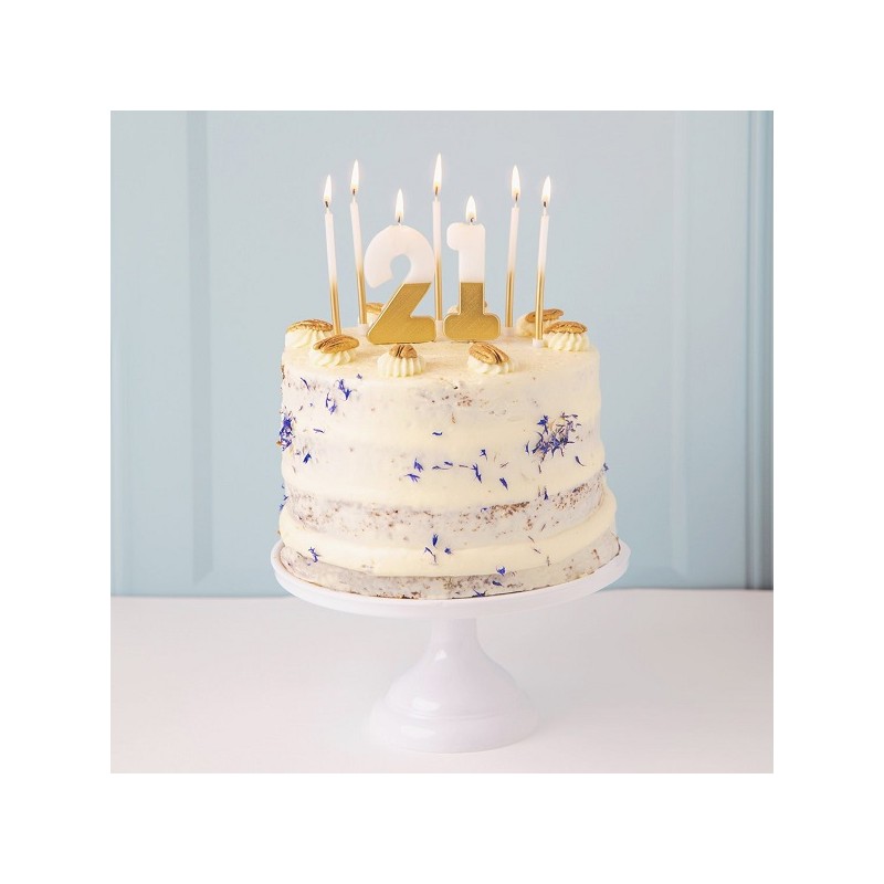Talking Tables Number 2 Birthday Candle White & Gold, 7.5cm